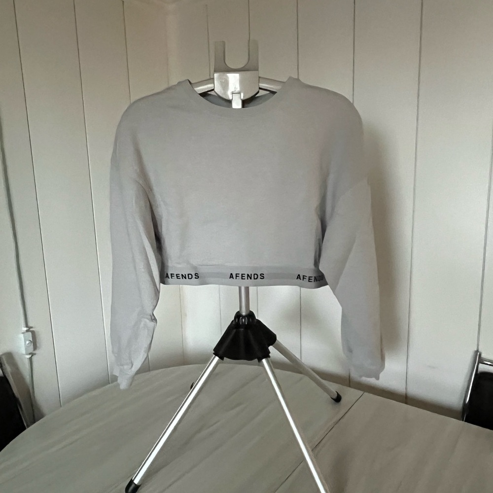 Afends Solid Grey Cropped Sweatshirt